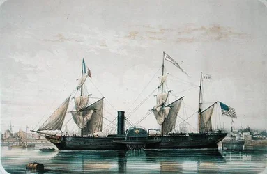 Die S.S. Franklin im Florida-Becken in Le Havre, ca. 1851